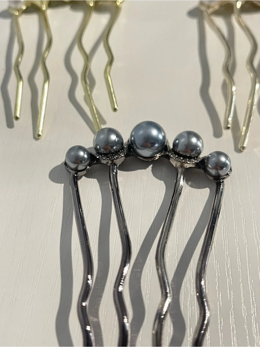 Pearl Cluster Hair Fork - Gold and Silver